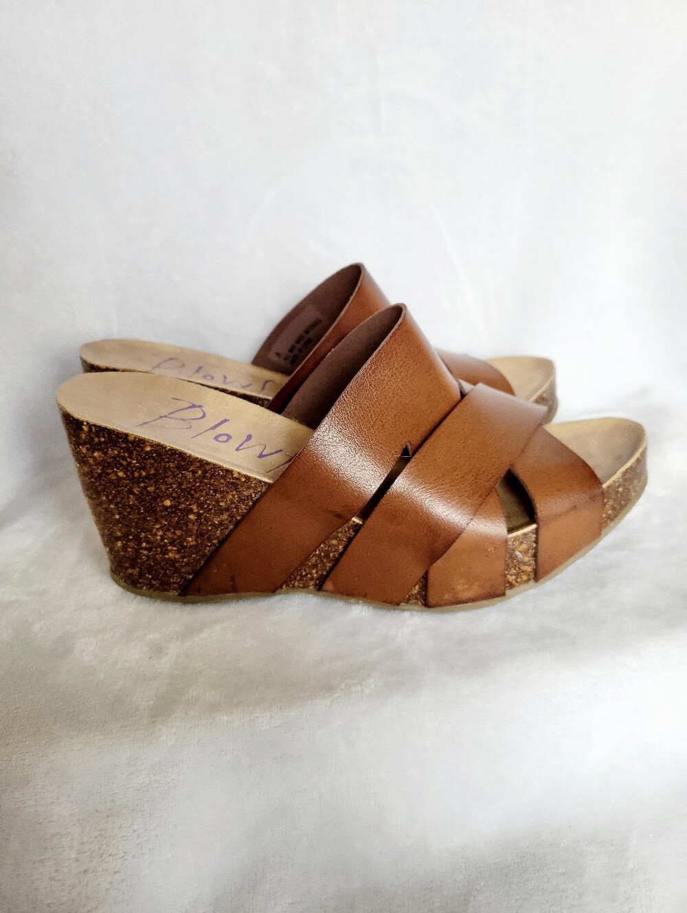 Blowfish Malibu Brown Wedge Slide Platform Sandals Size 8